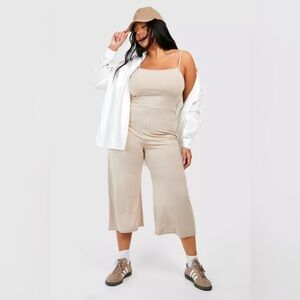 NWT - Boohoo Plus - Basic Taupe Petite Friendly Jumpsuit